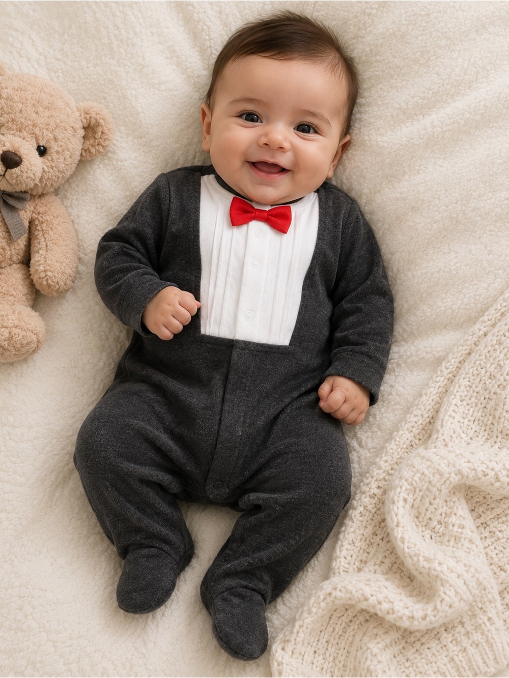 First Impressions Baby Tuxedo Coverall Footed Onesie